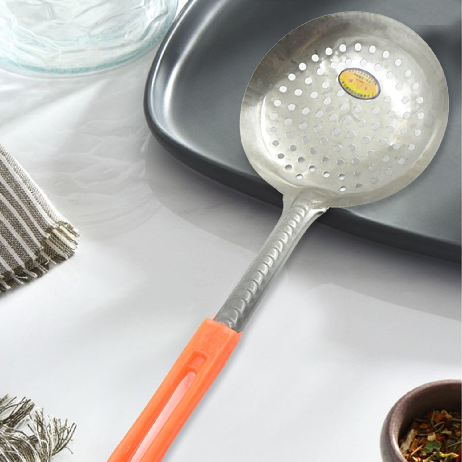 Colander Spoon, Non Slip Hand Polished Thickened Hot Pot Spoon for Kitchen for Restaurant, Stainless Steel Cooking Colander Skimmer Slotted Spoon Kitchen Strainer Ladle with Long Handle for Kitchen Cooking Baking (35 Cm & 34Cm) Colander Spoon, Non Slip Hand Polished Thickened Hot Pot Spoon for Kitchen for Restaurant, Stainless Steel Cooking Colander Skimmer Slotted Spoon Kitchen Strainer Ladle with Long Handle for Kitchen Cooking Baking (35 Cm & 34Cm)